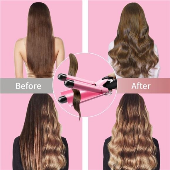 3 Barrel Curling Iron Hair Crimper: Birthday Gifts for Women Aleath Dual Voltage - Picture 5 of 7